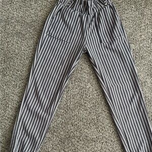 Black and White Striped Trousers with Relaxed Fit